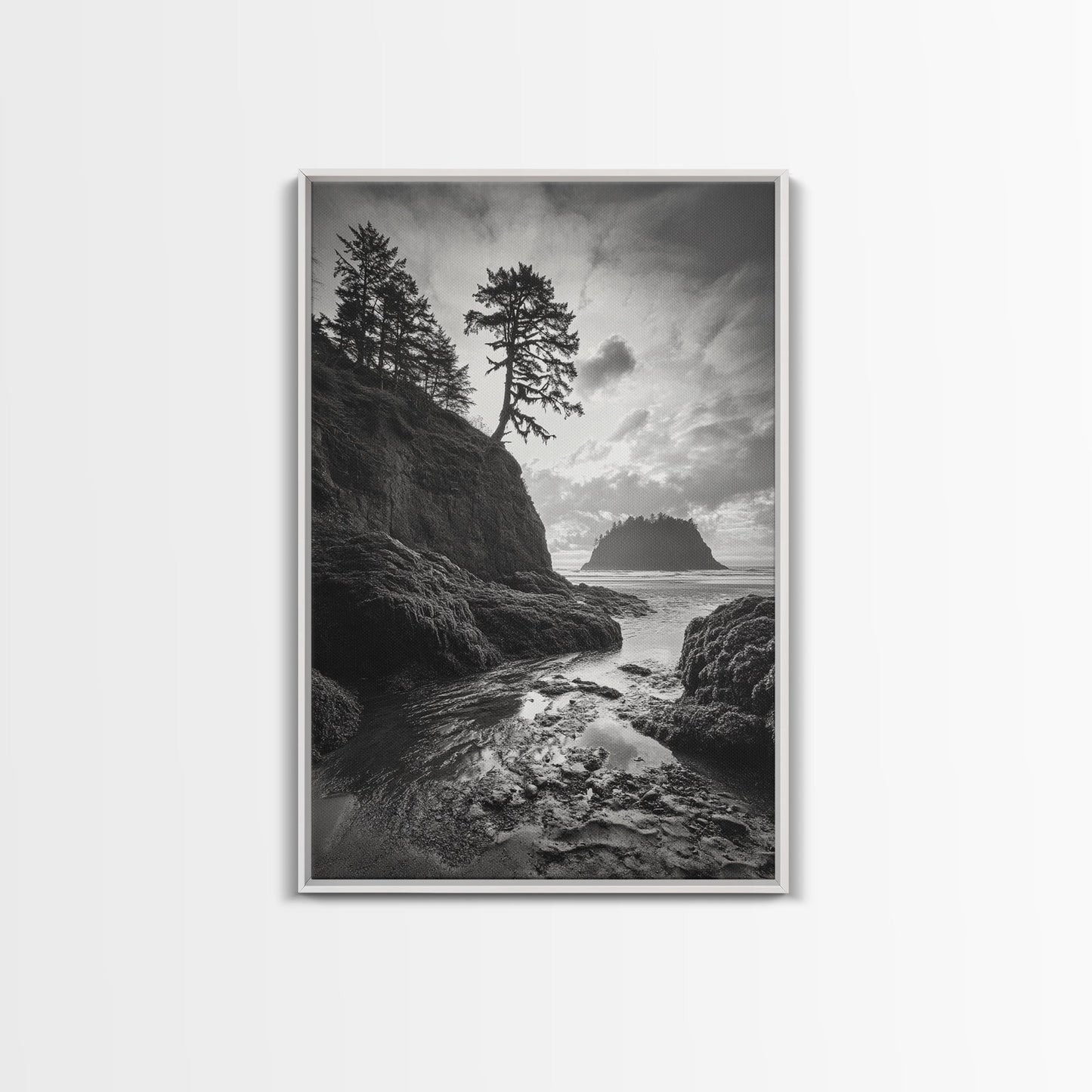 Seastack View, Dramatic Cliff, Ocean Rock Formations, Living Room Wall Art