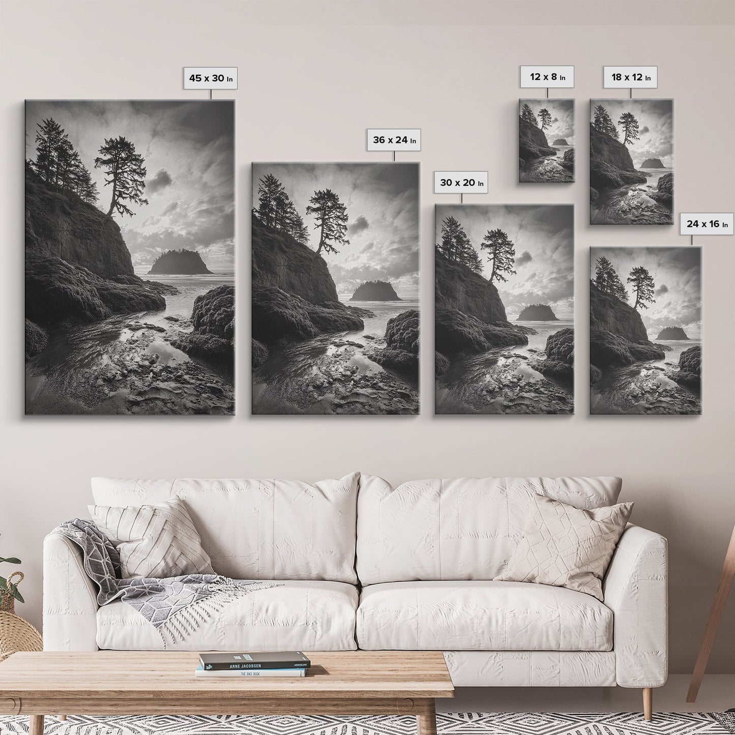Seastack View, Dramatic Cliff, Ocean Rock Formations, Living Room Wall Art