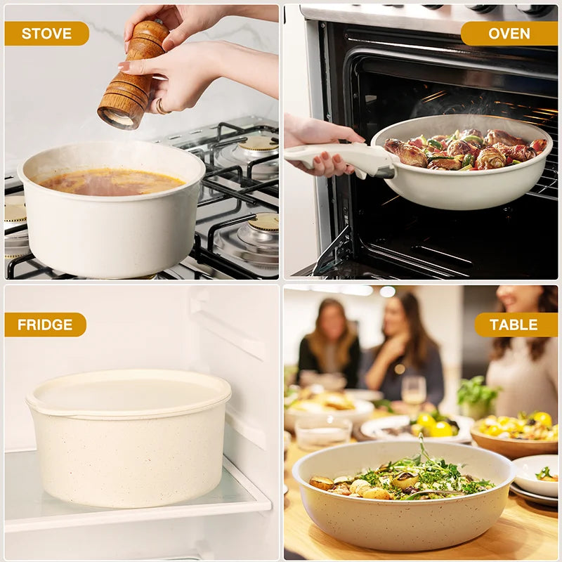 21pc Non-Stick Cookware Set | Astercook Ceramic White