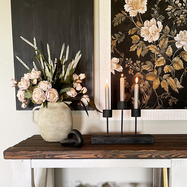 Distressed Black Metal Candle Holder – Rustic Farmhouse Taper Candle Holder