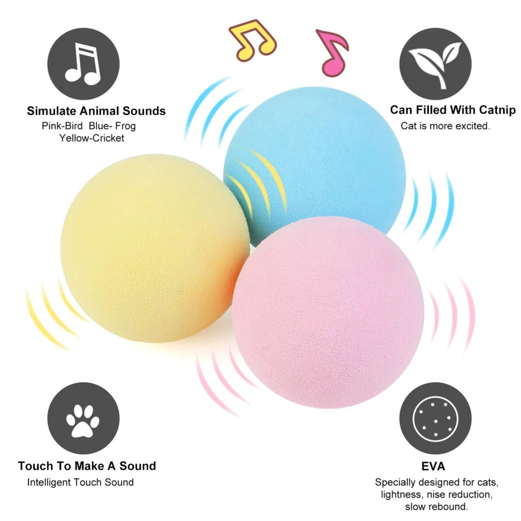 Interactive Cat Ball with Catnip & Squeak – Fun Training Toy for Kittens