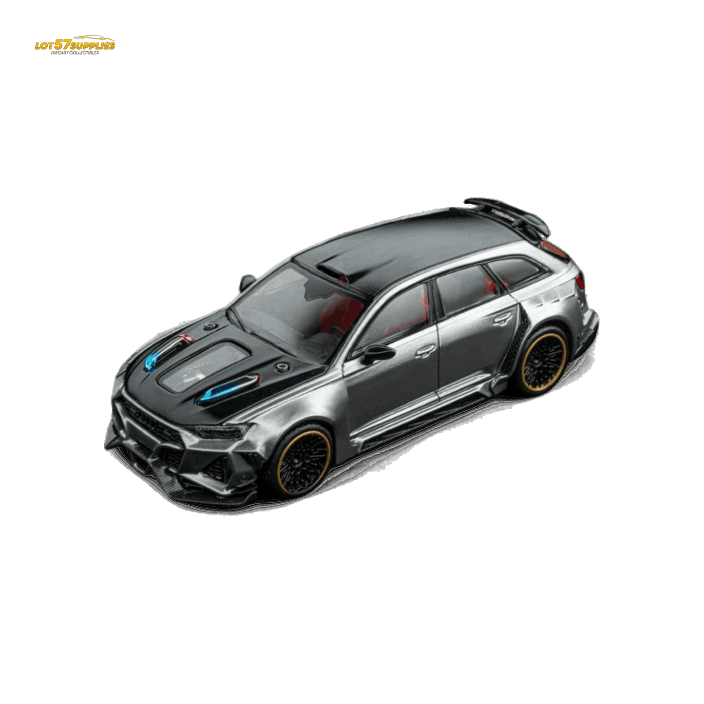 DCM Modified Audi RS6 Wagon Silver/Gray With Ferrari Engine & Openable Hood 1:64