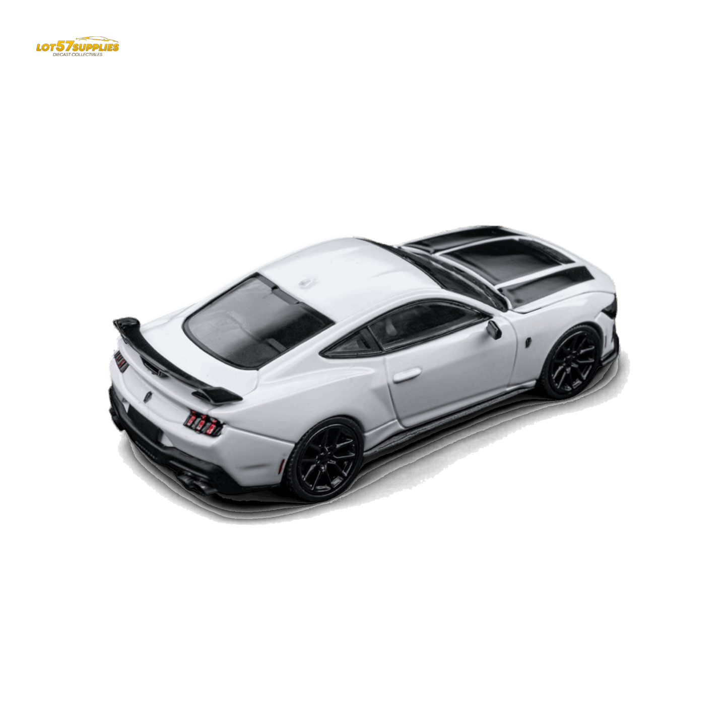 (Pre-Order) DCM Mustang Dark Horse - Crystal White - Black Wheels 1:64