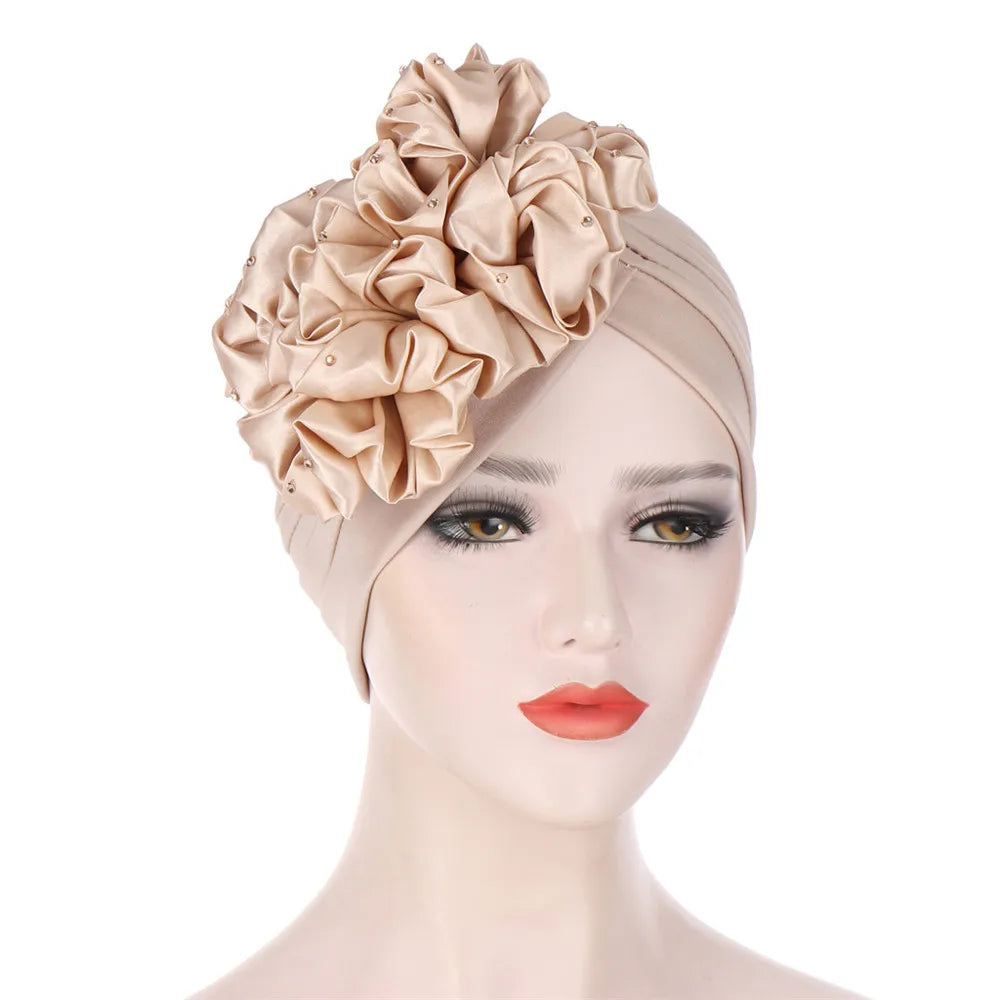 Stretchy Turban Flower Hat - Chemo Hijab Head Wrap for Women