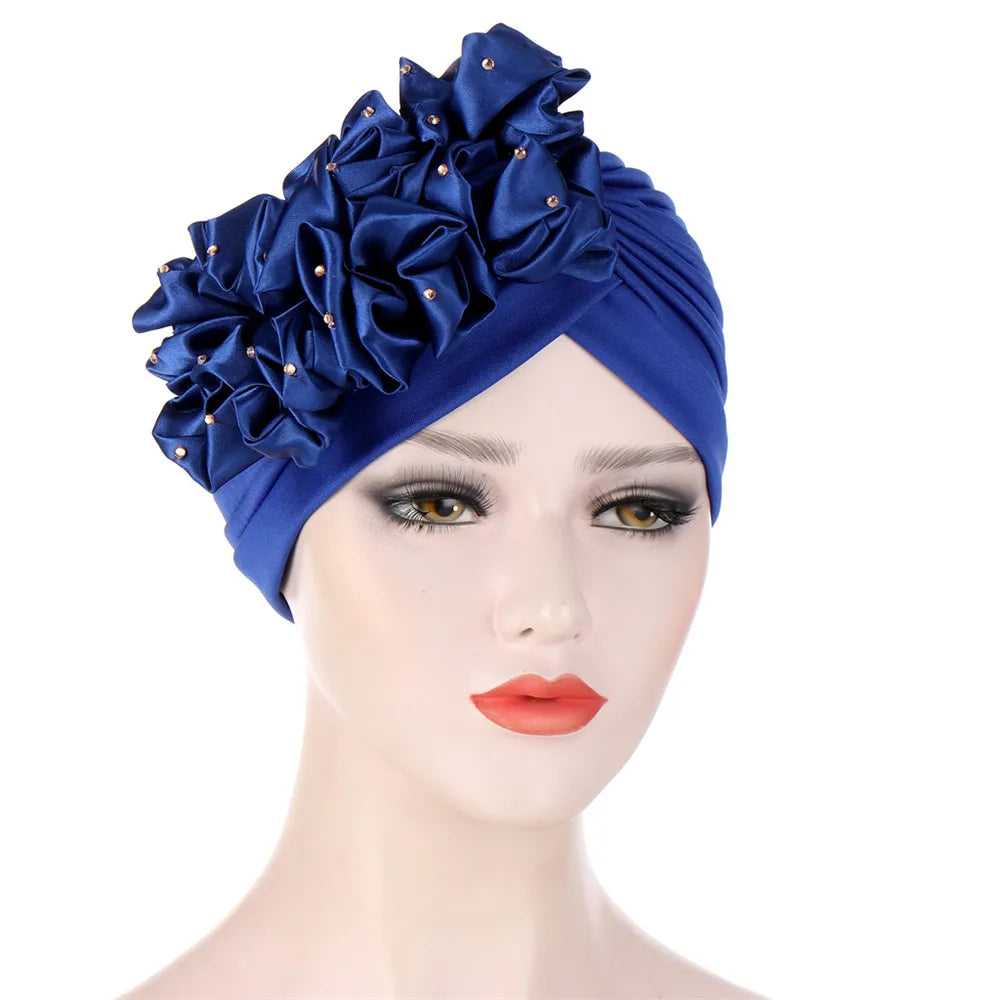 Stretchy Turban Flower Hat - Chemo Hijab Head Wrap for Women