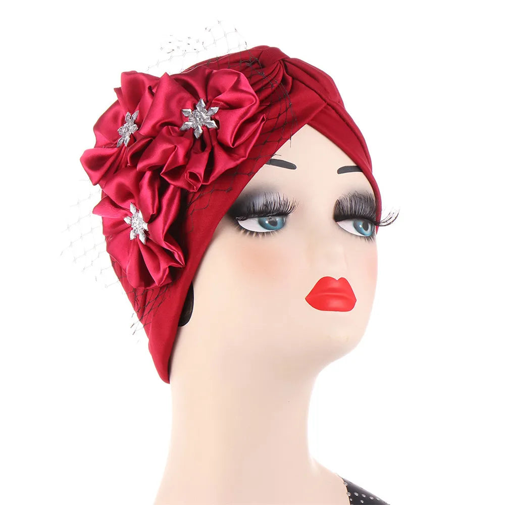 Stretchy Turban Flower Hat - Chemo Hijab Head Wrap for Women