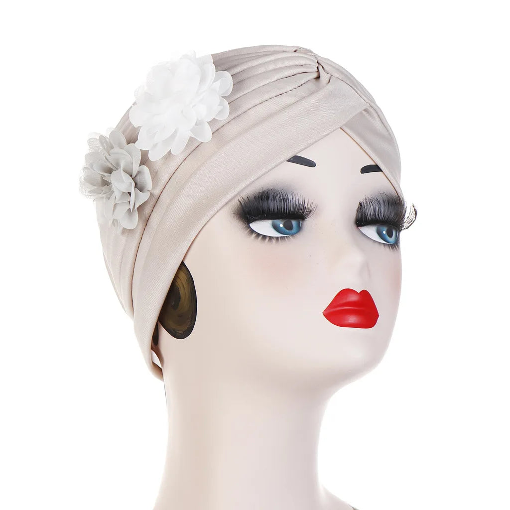 Stretchy Turban Flower Hat - Chemo Hijab Head Wrap for Women