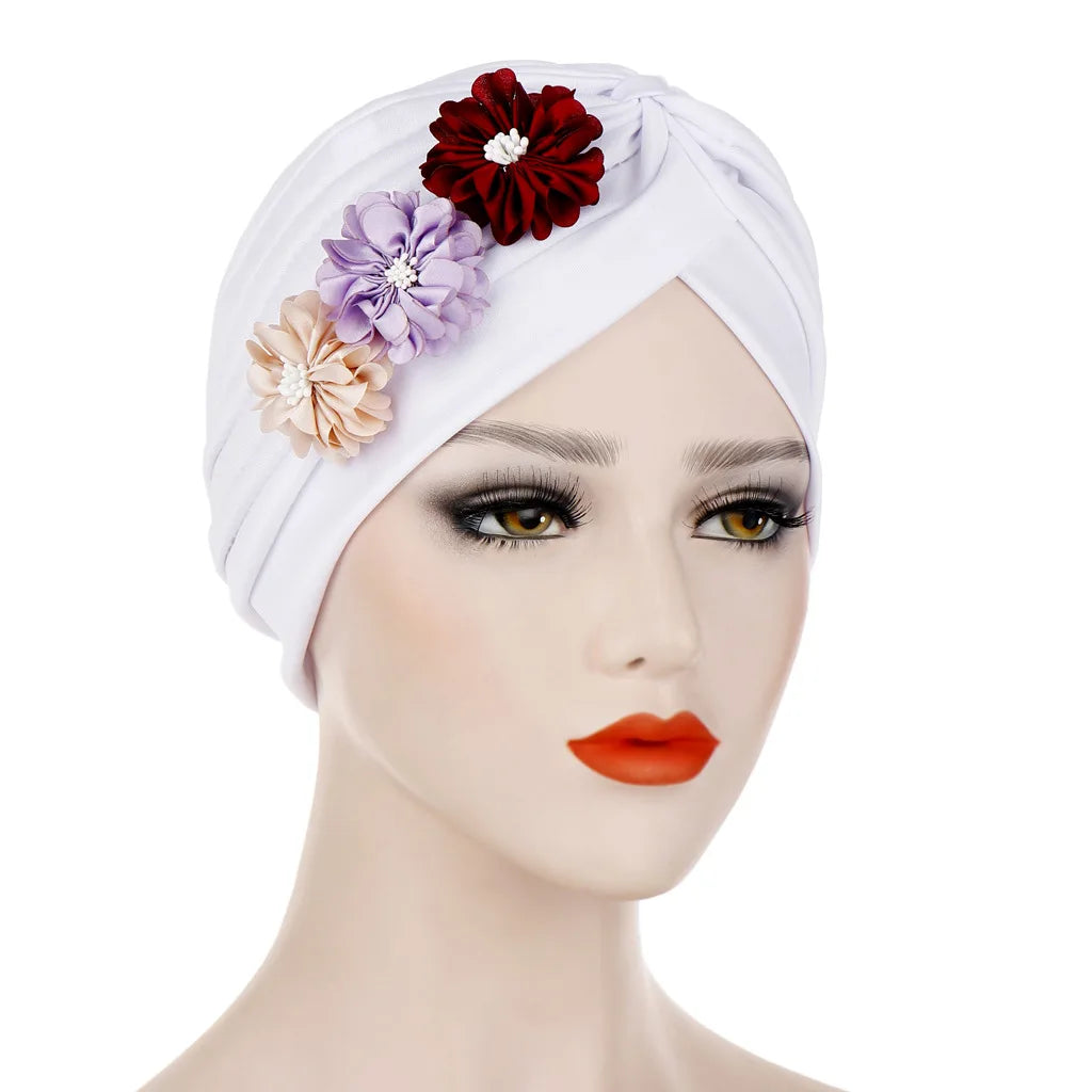 Stretchy Turban Flower Hat - Chemo Hijab Head Wrap for Women