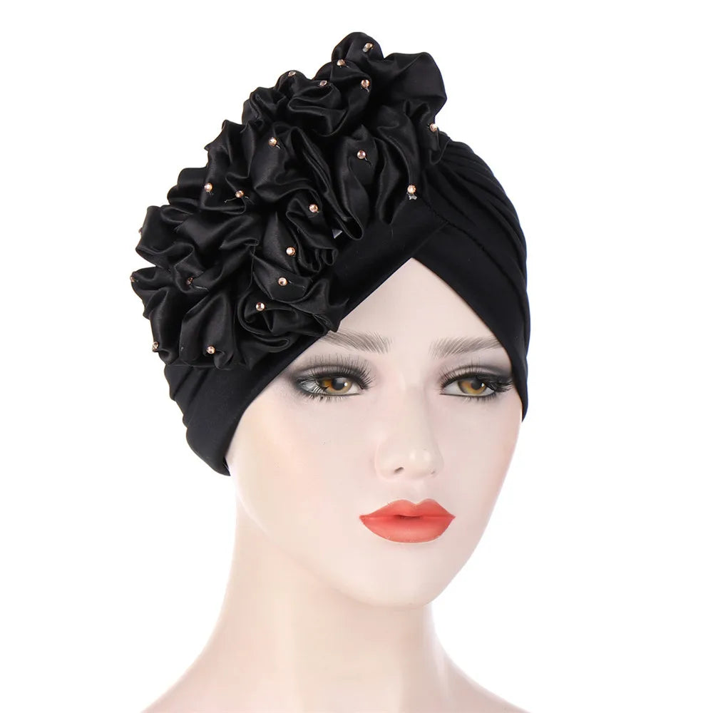 Stretchy Turban Flower Hat - Chemo Hijab Head Wrap for Women