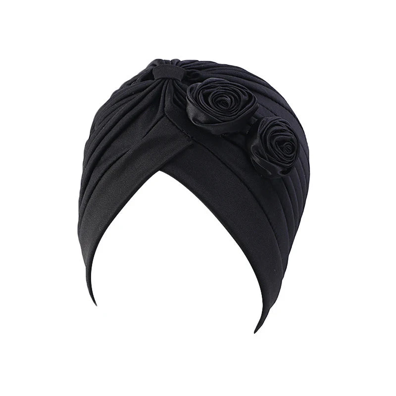 Stretchy Turban Flower Hat - Chemo Hijab Head Wrap for Women