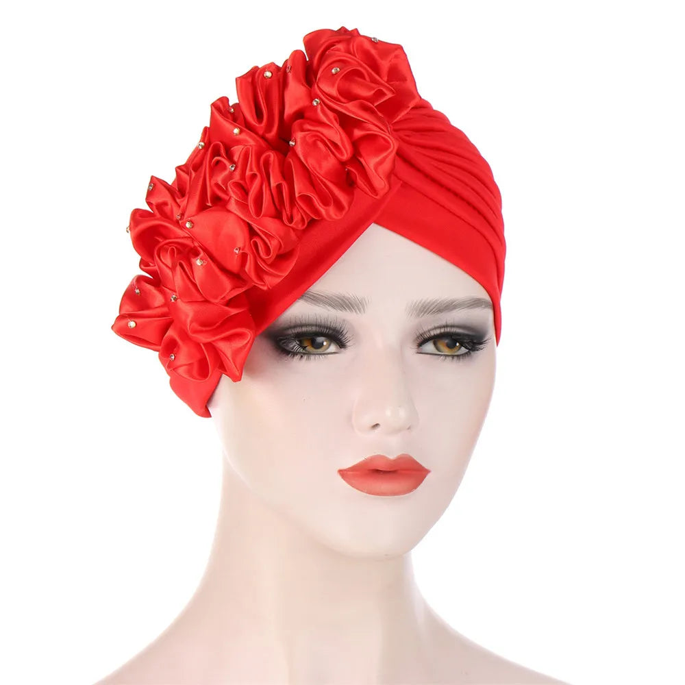 Stretchy Turban Flower Hat - Chemo Hijab Head Wrap for Women