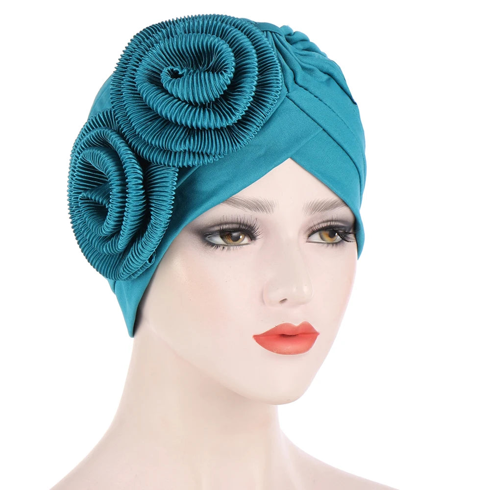 Stretchy Turban Flower Hat - Chemo Hijab Head Wrap for Women