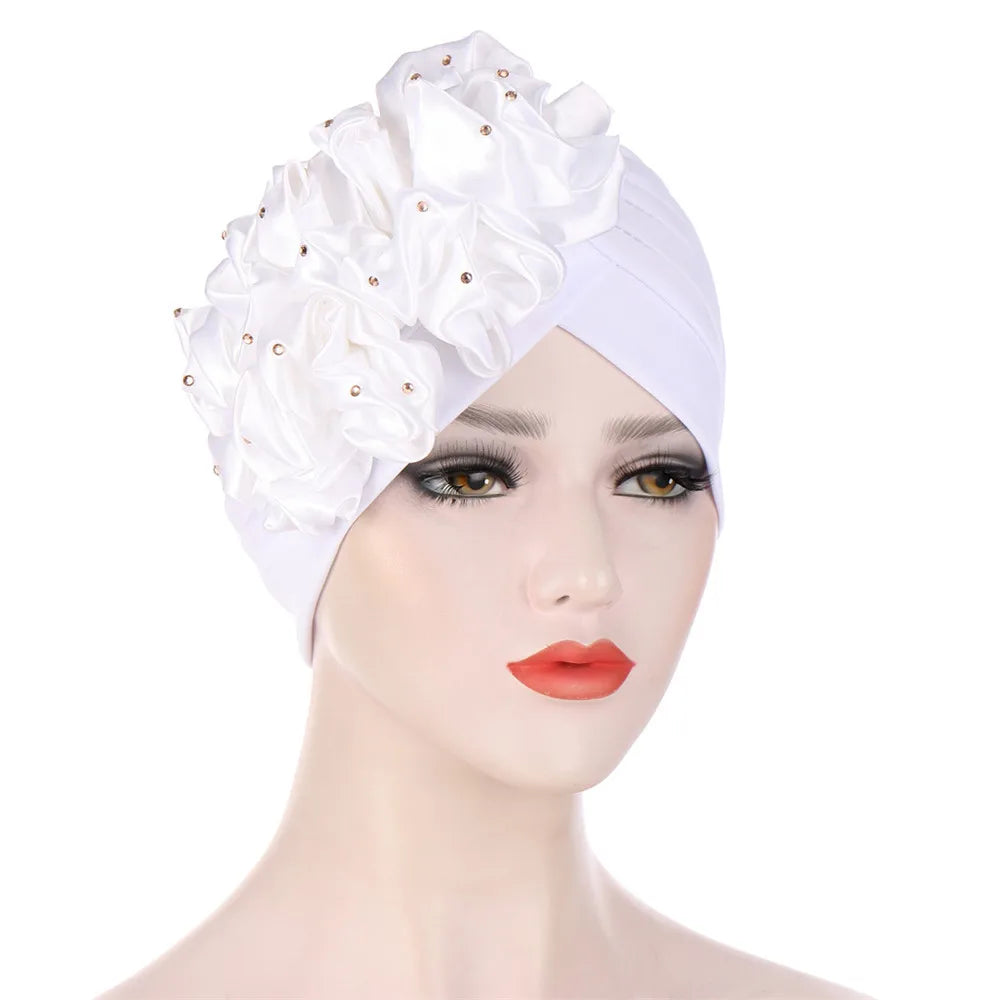 Stretchy Turban Flower Hat - Chemo Hijab Head Wrap for Women