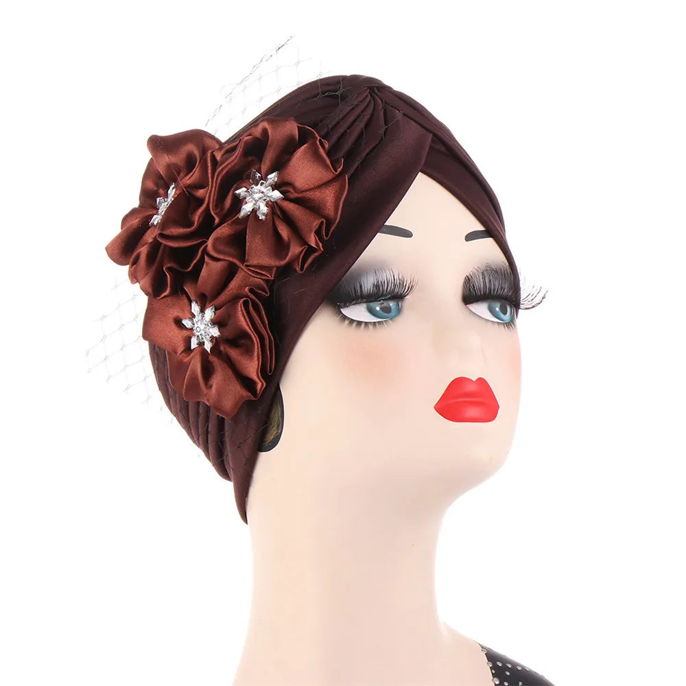 Stretchy Turban Flower Hat - Chemo Hijab Head Wrap for Women
