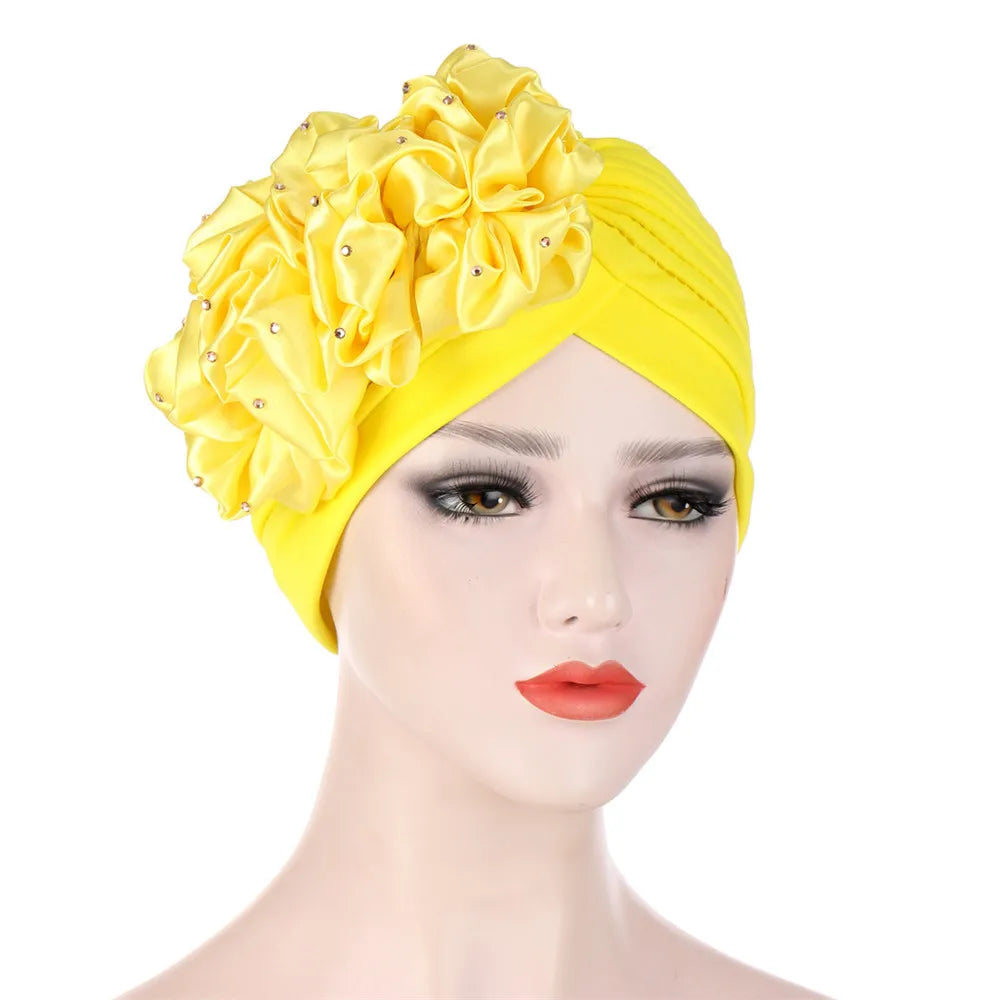 Stretchy Turban Flower Hat - Chemo Hijab Head Wrap for Women
