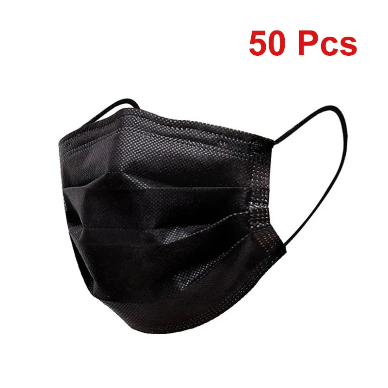 3-Layer Disposable Face Mask - Black Melt-Blown Cloth Anti-Dust Mask