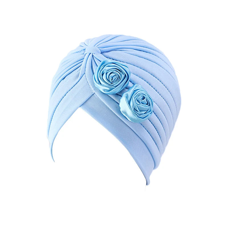 Stretchy Turban Flower Hat - Chemo Hijab Head Wrap for Women