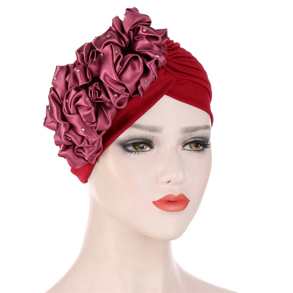 Stretchy Turban Flower Hat - Chemo Hijab Head Wrap for Women