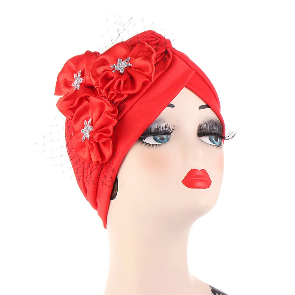 Stretchy Turban Flower Hat - Chemo Hijab Head Wrap for Women