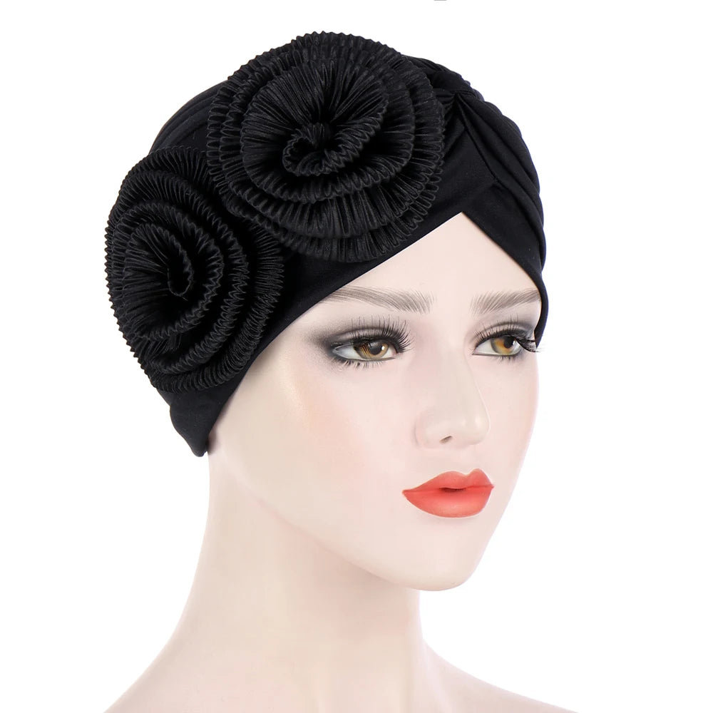 Stretchy Turban Flower Hat - Chemo Hijab Head Wrap for Women