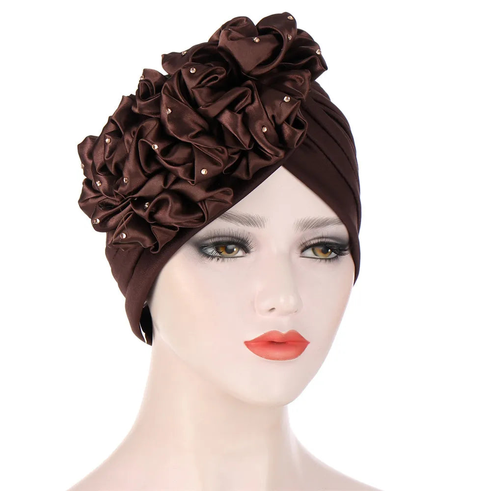 Stretchy Turban Flower Hat - Chemo Hijab Head Wrap for Women
