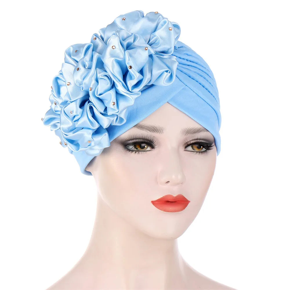 Stretchy Turban Flower Hat - Chemo Hijab Head Wrap for Women