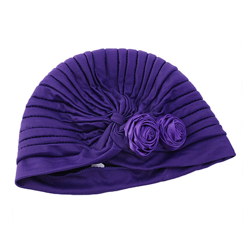 Stretchy Turban Flower Hat - Chemo Hijab Head Wrap for Women