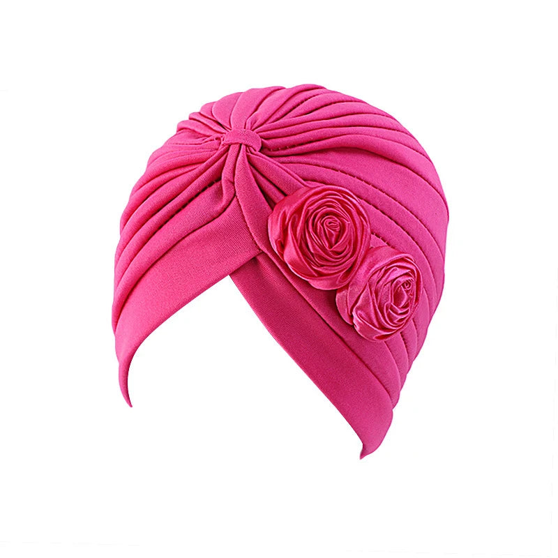 Stretchy Turban Flower Hat - Chemo Hijab Head Wrap for Women