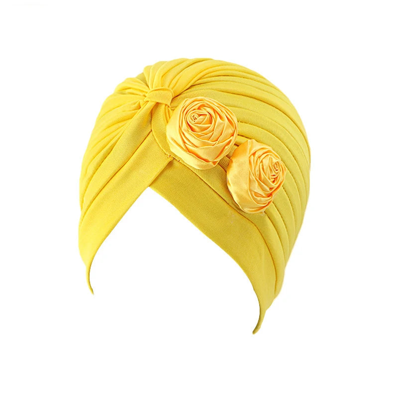 Stretchy Turban Flower Hat - Chemo Hijab Head Wrap for Women