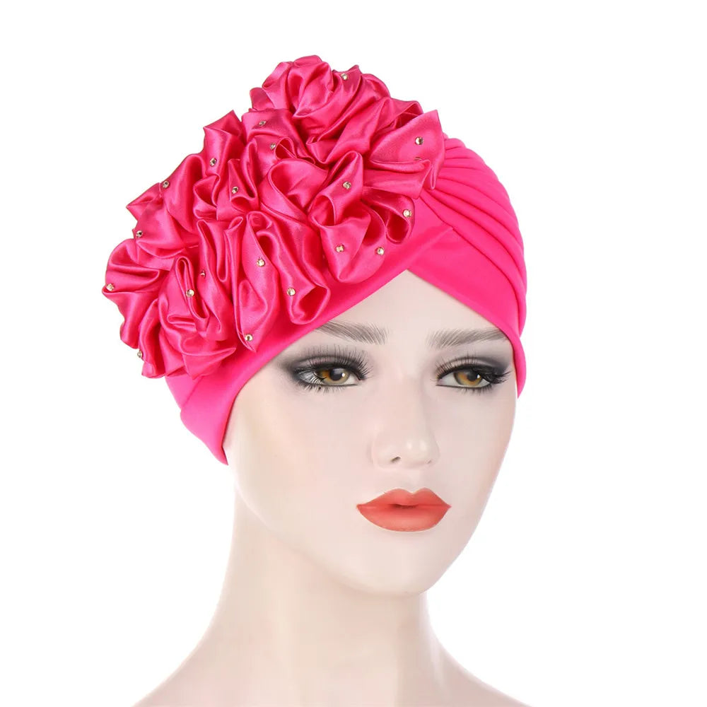 Stretchy Turban Flower Hat - Chemo Hijab Head Wrap for Women