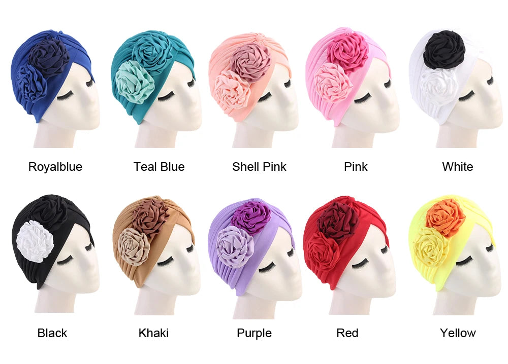 Stretchy Turban Flower Hat - Chemo Hijab Head Wrap for Women