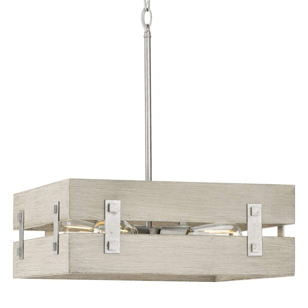 Hemsworth 4-Light 18"w Coastal Farmhouse Pendant Light Fixture Galvanized Bleached Oak Finish by Progress