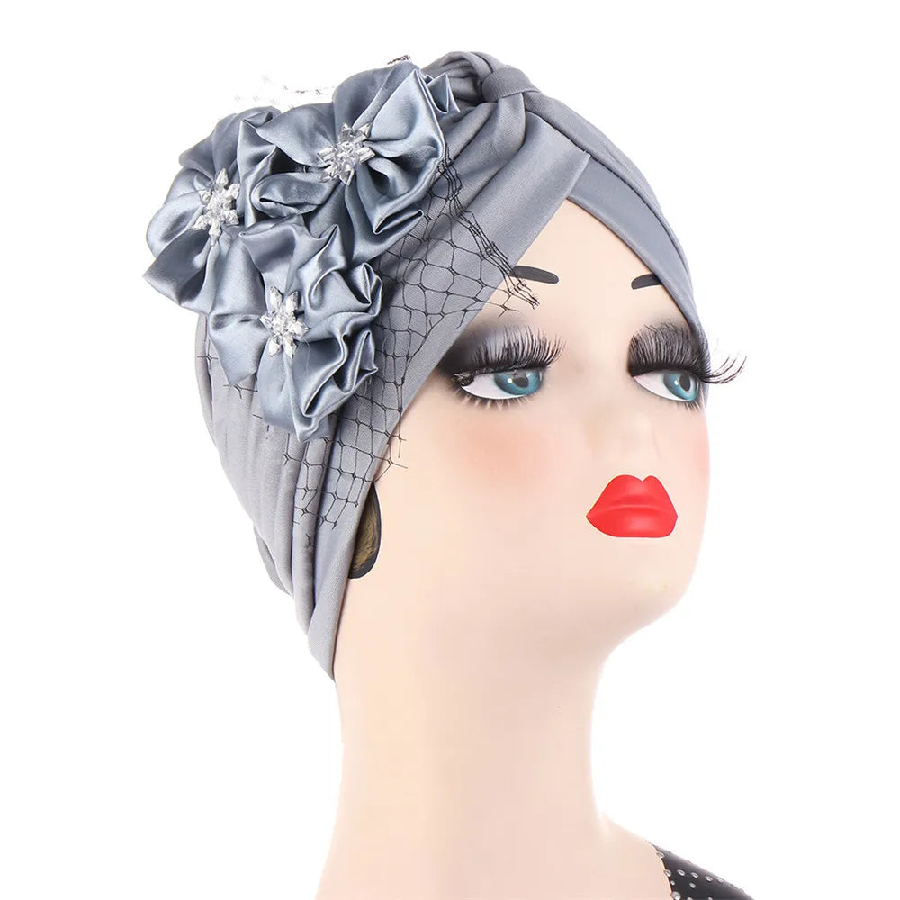 Stretchy Turban Flower Hat - Chemo Hijab Head Wrap for Women