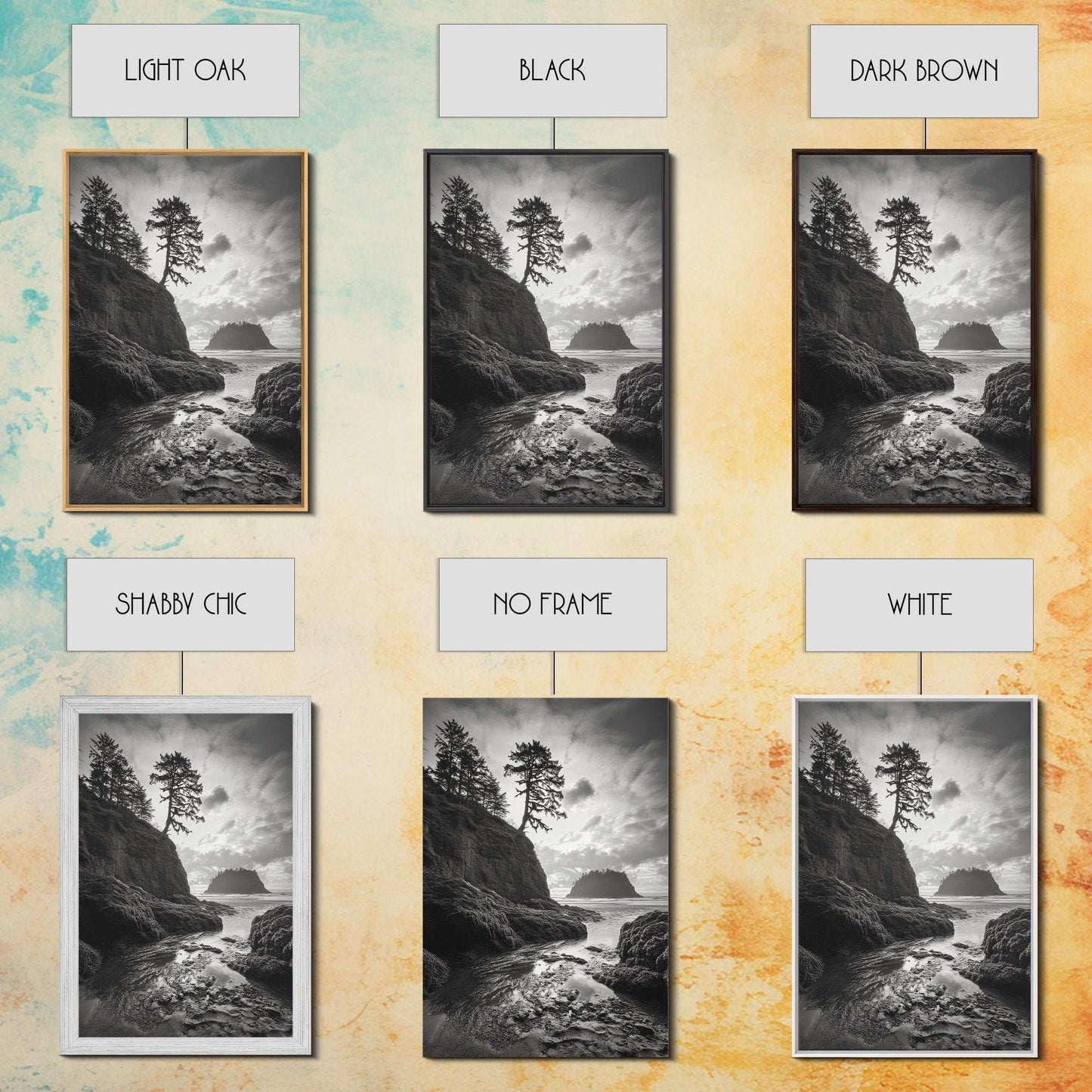 Seastack View, Dramatic Cliff, Ocean Rock Formations, Living Room Wall Art