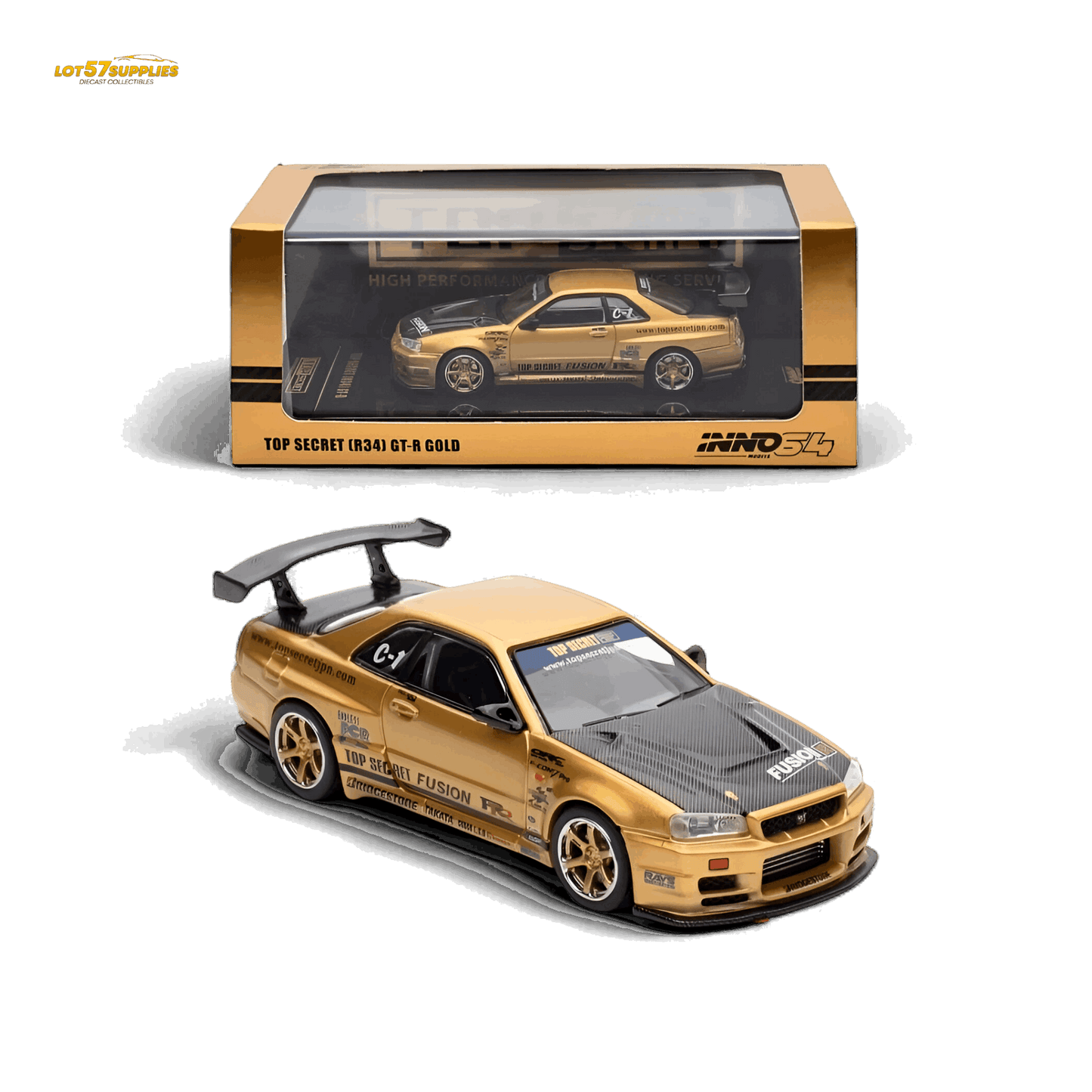 Inno64 TOP SECRET R34 GT-R - Gold 1:64