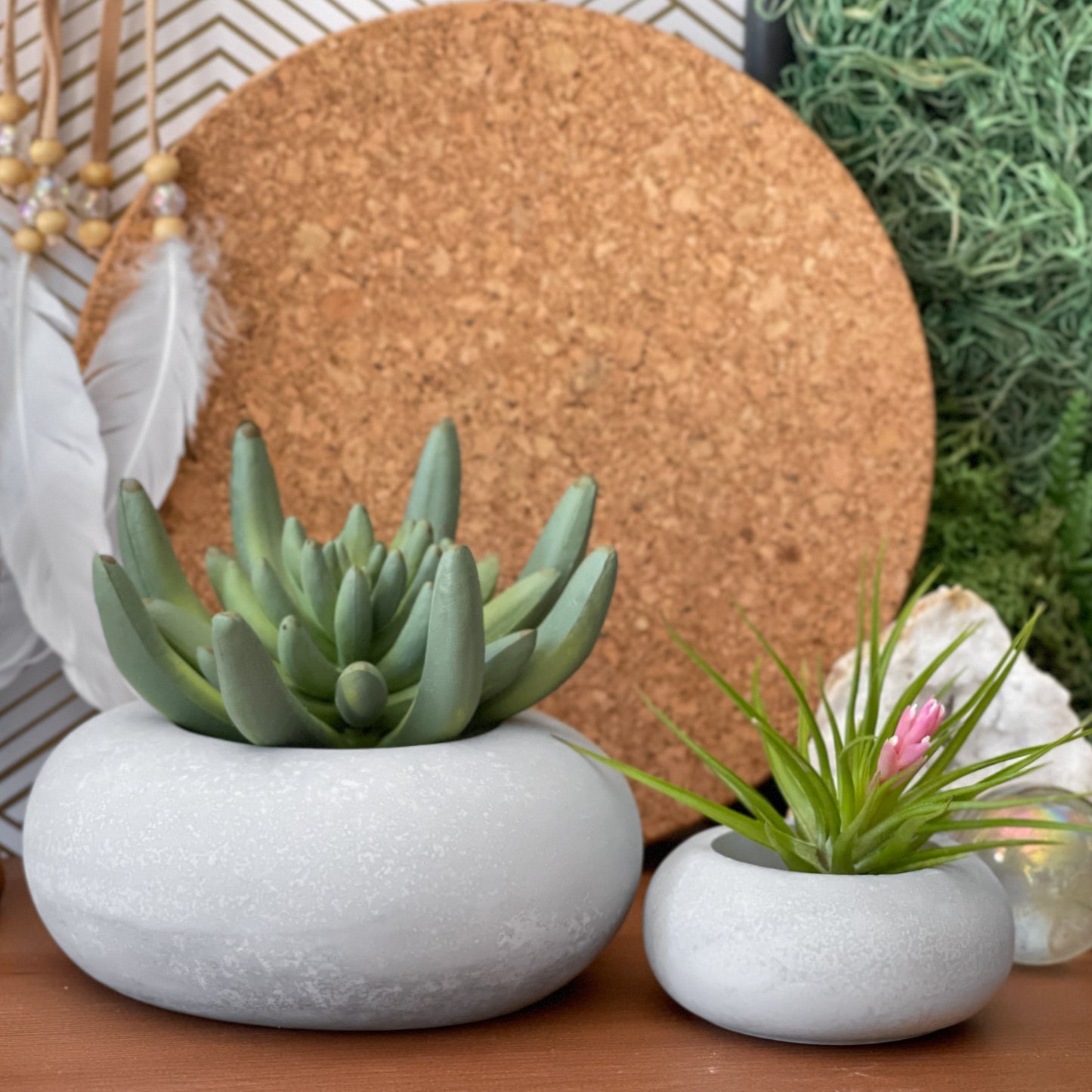 Handmade Concrete Planter – Minimalist Succulent & Herb Pot with Drainage Hole