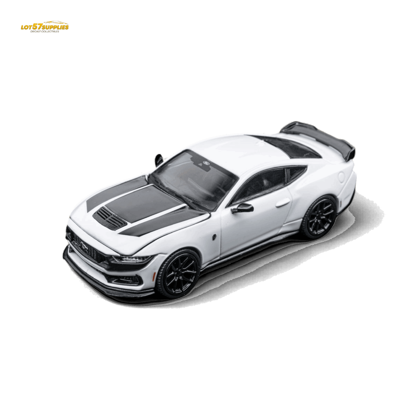(Pre-Order) DCM Mustang Dark Horse - Crystal White - Black Wheels 1:64