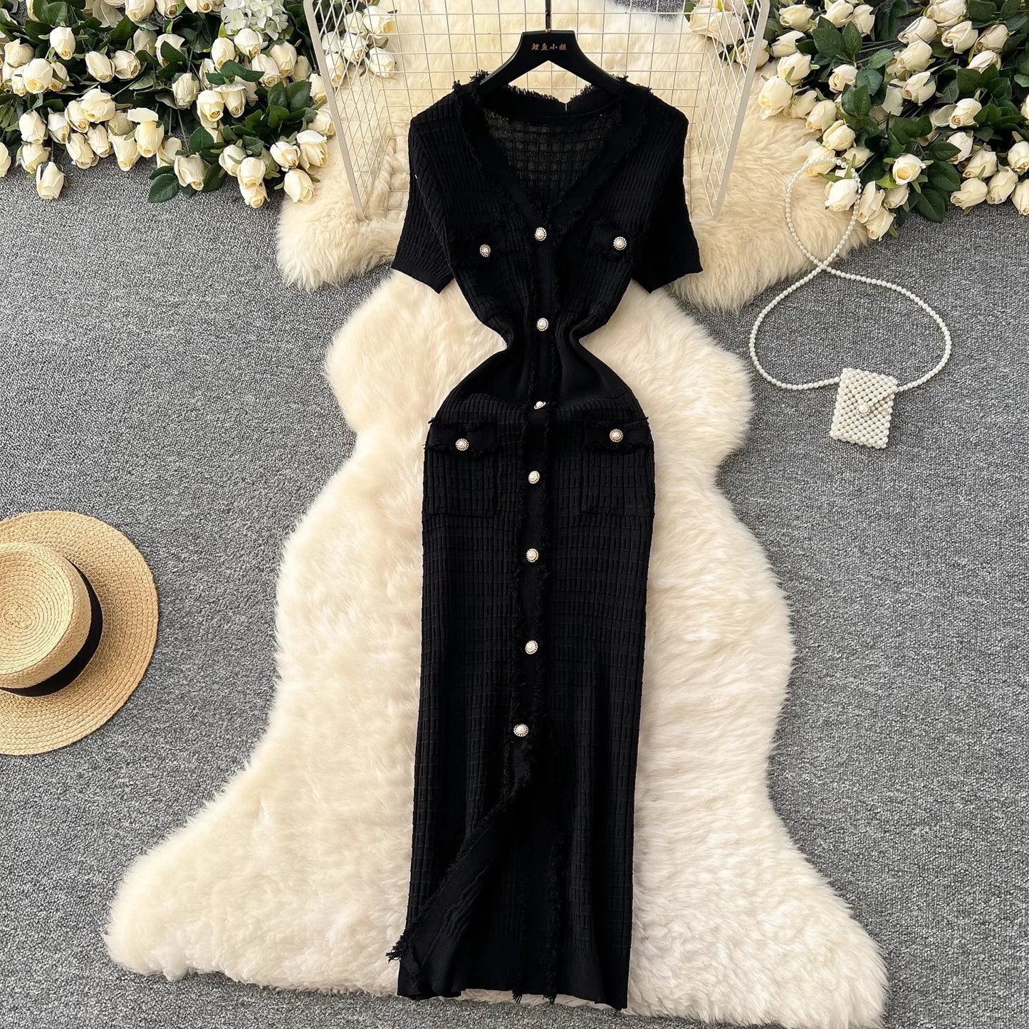 Chic Fashion Slim Wrap Bodycon Dress - Summer Knitted Long Dress