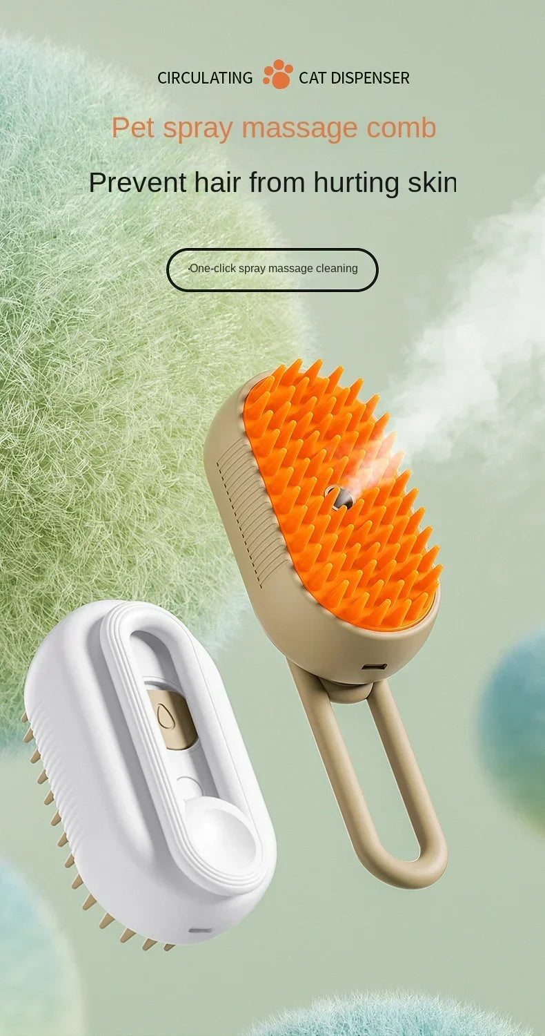 3-in-1 Pet Spray Brush – Steam, Massage & Hair Removal Comb