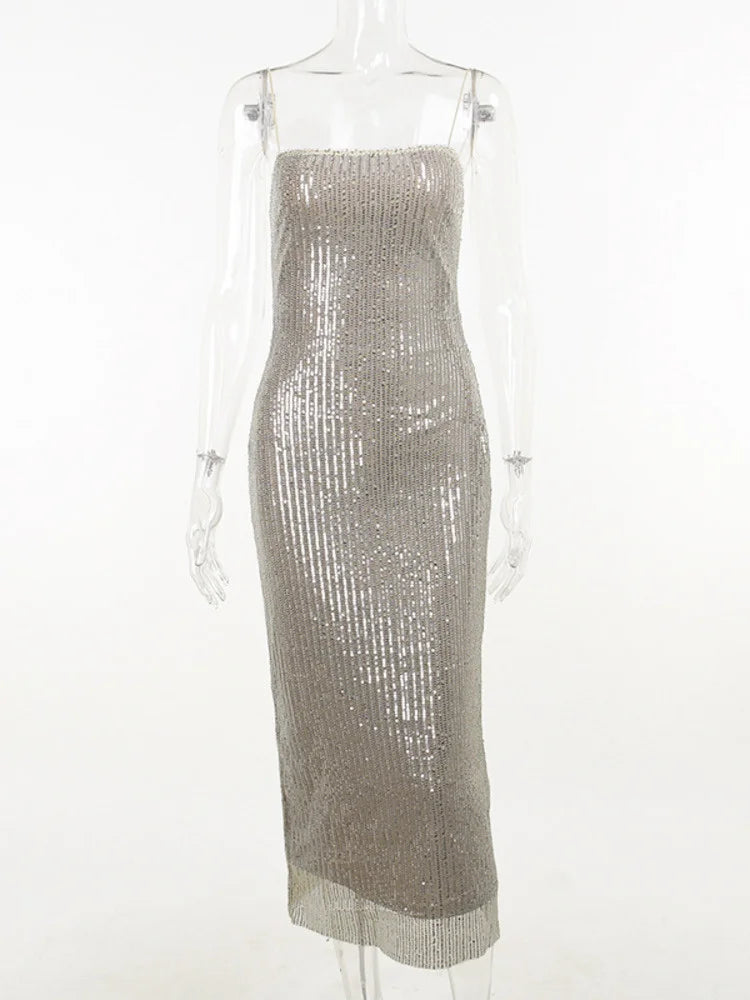 Mozision Sparkle Maxi Dress - Glitter Sleeveless Party Dress