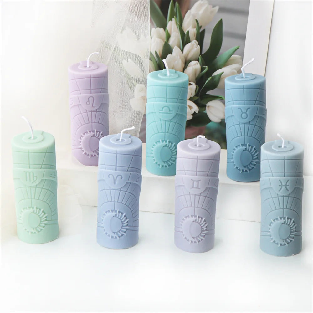 Zodiac Pillar Candle Molds - DIY Constellation Silicone Mold