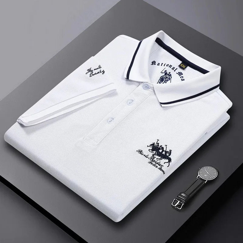 Men's Summer Embroidered Polo Shirt - Breathable Casual Top