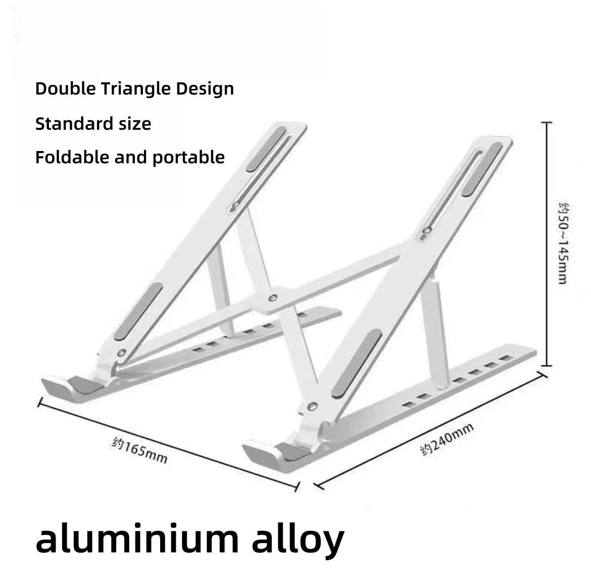 Foldable Aluminum Alloy Laptop Stand - Adjustable Height for iPad