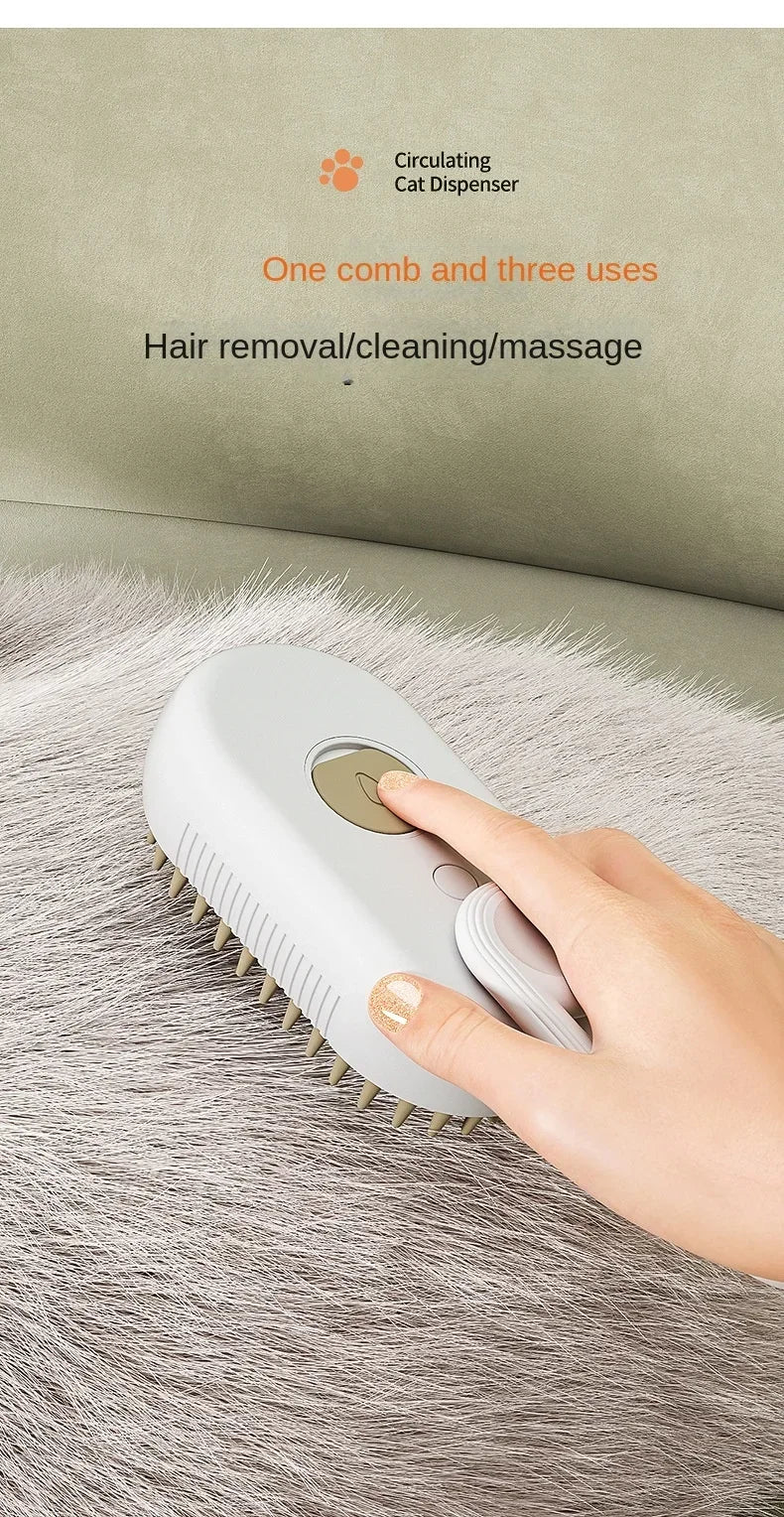 3-in-1 Pet Spray Brush – Steam, Massage & Hair Removal Comb
