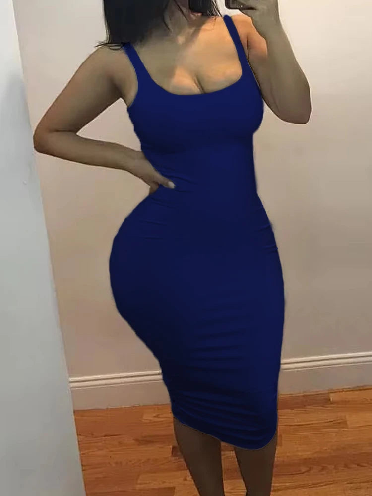 Sexy Tank Top Mini Dress - Plus Size Solid Color Sleeveless Style