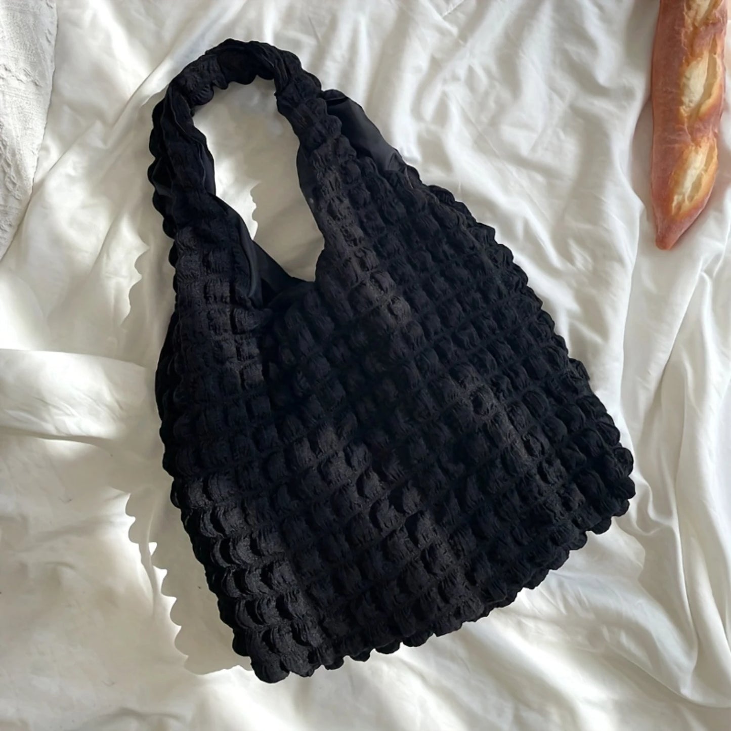 Ruched Tote Bag - Simple Cloud Shoulder Fashion Bag for Women