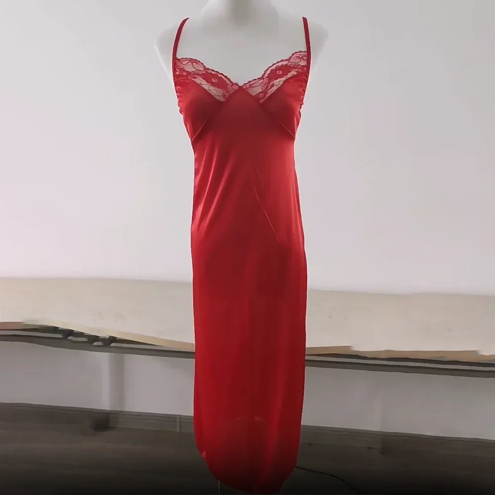 Sexy Satin Night Dress - Sleeveless Long Robe Gown
