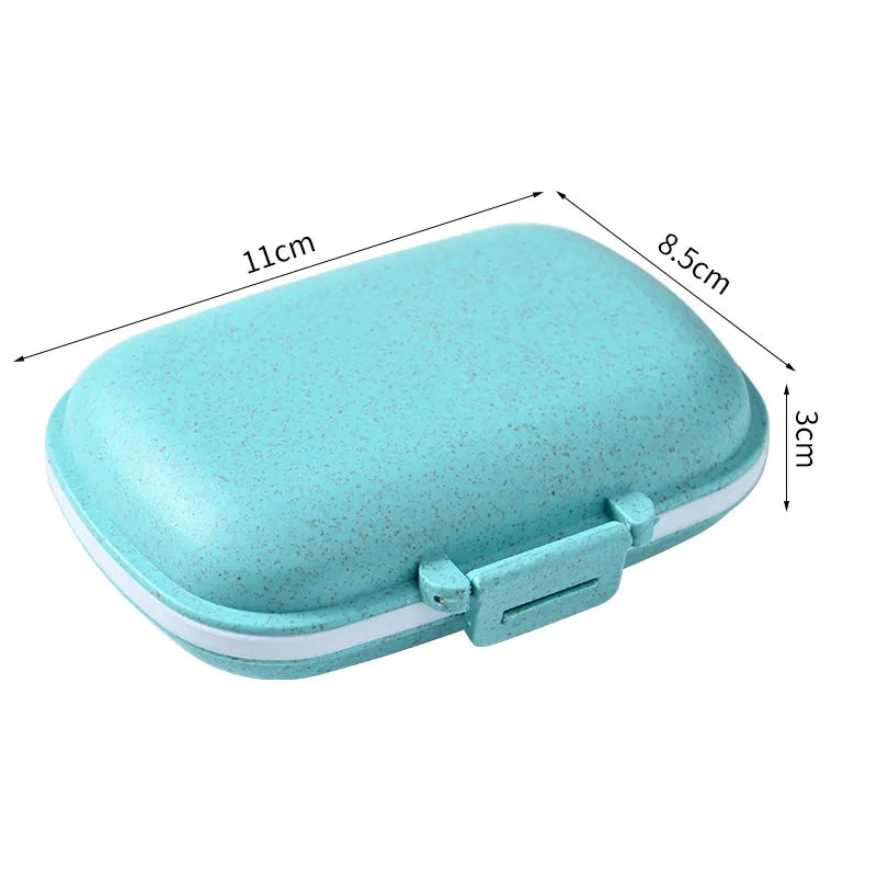 Mini Portable 8 Grids Pill Box - Wheat Sealed Medicine Organizer