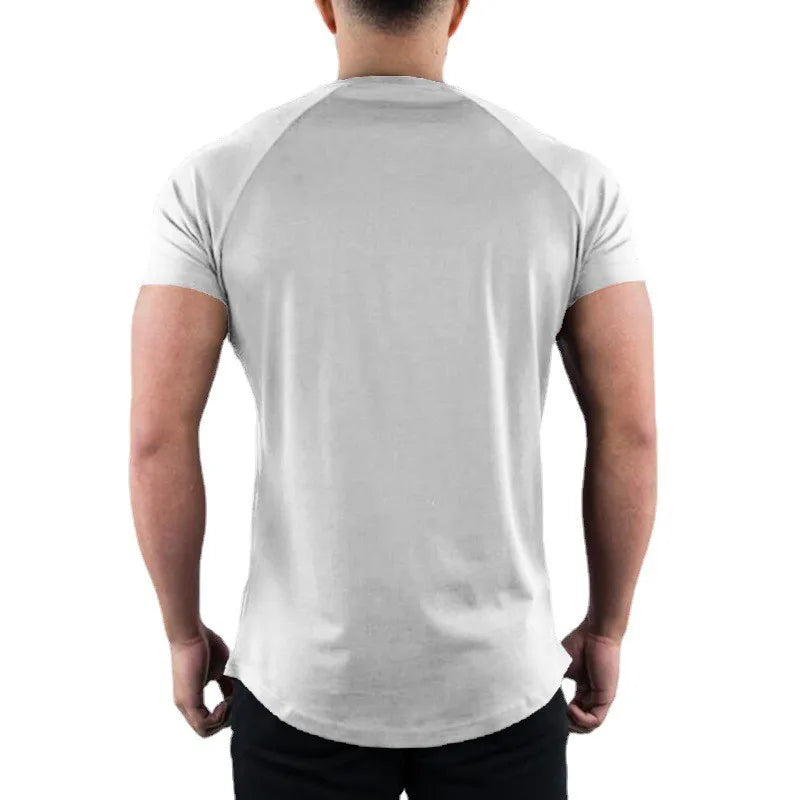 Men's Plain Gym T-shirt - Summer Fitness Cotton Slim Fit