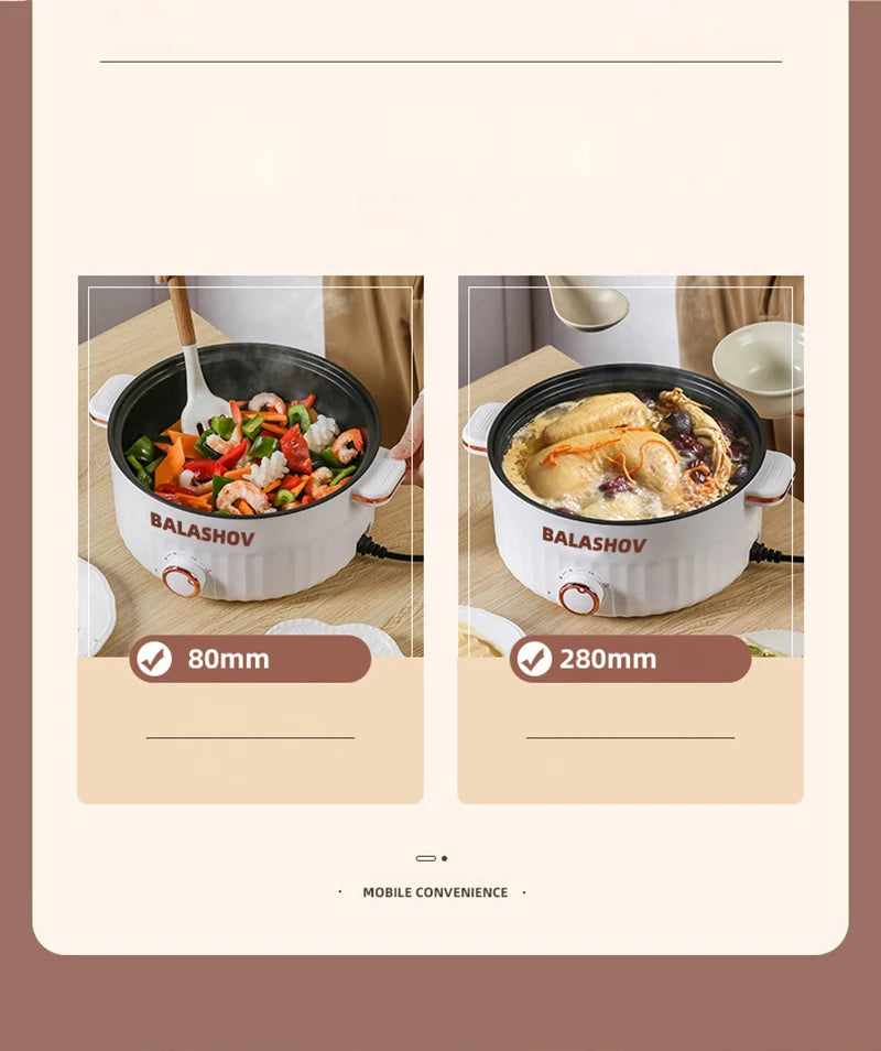 Mini Portable Electric Cooker – Double Layer Non-Stick Hot Pot